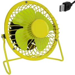 USB Ventilator aus Metall - gelb/grün - Ø 13,5cm