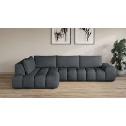 Ecksofa INOSIGN "AZITA klein, L-Form, elegant und bequem Designsofa", grau (anthrazit), B:296cm H:89cm T:176,5cm, 100% Polyester, Sofas, lose Rückenkissen, traumhafte Steppung, Maße B/T/H: 296/176,5/89 cm