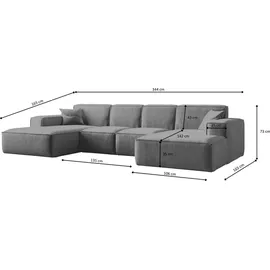 kaiser möbel Ecksofa U-Form Siena mit Stoff Maloy Grau - Grau