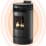 Umbrella UMBRELLA® PR8 Pelletofen 8,6 kW A+ bis 220 m3 – Auto-Reinigungszyklus, ECO1/ECO2, Wochenprogramm, Fernbedienung, Wi-Fi Ready (optional), Vakuum- & Überhitzungsschutz – Schwarz