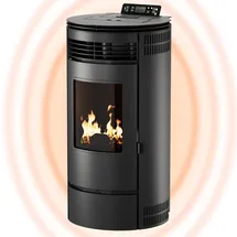 Umbrella UMBRELLA® PR8 Pelletofen 8,6 kW A+ bis 220 m3 – Auto-Reinigungszyklus, ECO1/ECO2, Wochenprogramm, Fernbedienung, Wi-Fi Ready (optional), Vakuum- & Überhitzungsschutz – Schwarz