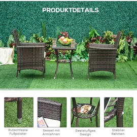 Outsunny Gartensitzgruppe 3-tlg. braun