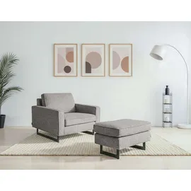 Home Affaire Loveseat Pinto Cord 105 x 85 x 97 cm Silber Grau mit Keder