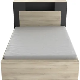 Demeyere Bettgestell DEMEYERE GROUP "Life", beige (kronberg, schwarz, kronberg, schwarz), B:145cm H:112,6cm L:230cm, Betten, Jugendbett Bettgestell, ideal für kleine Räume, platzsparend, viel Stauraum