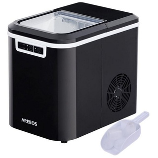 Arebos Eiswürfelmaschine Ice Cube Maker, 12 kg / 24 h, 10-15 Minuten Produktionszeit 2 Eiswürfel-Größen, 2,2 Liter Wassertank, Eiswürfelbereiter Leise Selbstreinigungsfunktion, Schwarz