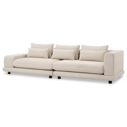 Casa Padrino Luxus Sofa Beige / Schwarz 285 x 106 x H. 66 cm - Wohnzimmer Sofa mit Kissen - Wohnzimmer Möbel - Luxus Möbel - Wohnzimmer Einrichtung - Luxus Einrichtung - Luxus Qualität