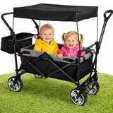 BigDean Bollerwagen faltbar 105L 100kg schwarz Hecktasche