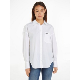 Tommy Jeans Blusentop »TJW SP OVR SCRIPT SHIRT EXT«, Mit Logo-Schriftzug, Gr. L (40), White, , 31504203-L