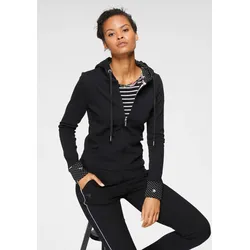 Sweatjacke, mit bedrucktem Kapuzenfutter und Ärmelaufschlag, Gr. 36/38 (S), schwarz-gepunktet, , 27570004-36