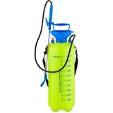 Relaxdays Drucksprüher, 10 l, verstellbare Düse & Skalierung, Bewässerung & Pflanzenschutz, Pumpsprühgerät, gelb-blau