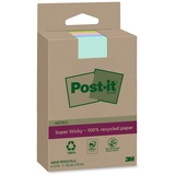 Post-it Super Sticky Recycling Notes, Haftnotizen extrastark farbsortiert 4 Blöcke,