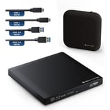 techPulse120 Externes USB 3.1 USB-C UHD 4k 3D M-DISC Blu-ray DVD CD BDXL HDR10 128GB Laufwerk Brenner Burner Superdrive BD Imperator Paket Tasche 90cm Anschlusskabel Aluminium Schwarz