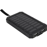 Solar Powerbank, 20000 MAh Solar Ladegerät USB 2 Ausgänge Kabellose Powerbank Schnellladung Handy-Ladegerät mit Taschenlampe für Camping Wandern Ausflüge Im Freien(Schwarz)