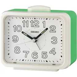 Quarzwecker SEIKO "QHK061W", grün (weiß, grün), Wecker, Wecker, Schlafzimmer, Klingelalarm, durchlaufende Sekunde,Leuchtzeiger