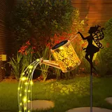 Solarlampen für Außen Mit Lichterkette, Solar Gießkanne Garten Deko, Gartendeko LED Solarleuchten für Draußen Wetterfest, Solar Laterne für Balkon Terrasse Ostern Deko, IP65 Wasserdichte (Fee)