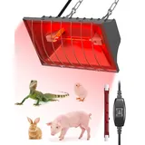 GlowUp Rotlichtlampe Wärmelampe für Küken 275W, Enthält 1x 175W Infrarot Heizlampen, Geflügel-Wärmelampe Hühnerstall für Hühnchenbrüter, Welpen, Enten, Schweine, Lämmer (Grau)