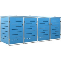 Hommdiy Mülltonnenbox für 4 Tonnen Mülltonnenverkleidung mülltonnenboxen 276.5x77.5x115.5 cm Blau