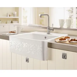Villeroy & Boch Spülstein Einzelbecken white pearl + Handbetätigung