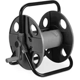 Relaxdays Schlauchtrommel, 30 m 1/2" Schlauch, Stahl, Kunststoff, Schlauchhalter, HBT: 38 x 42 x 31 cm, grau/schwarz