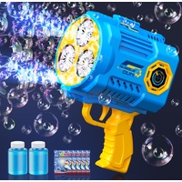 Glangeh Seifenblasenmaschine Bazooka, Elektrische Seifenblasenpistole 10000 Blasen/Minute mit LED-Lichtern und Seifenblasenlösung, für Kinder (ab 3 Jahren)/Erwachsene, In Geburtstage, Hochzeitsfeiern