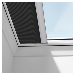 VELUX Flachdachfenster Wabenplissee Uni schwarz 1047S, 80x80 cm (080080), CFP,Elektro,VELUX,weiße Schiene