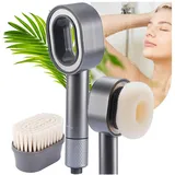 ideoon Ideoon, Duschbrause, 3-in-1 Duschkopf mit Bürste, Schwamm und Wasserspar Funktion - 2 x Premium-Wasserfilter - Wellness Brause für Ihr Spa-Erlebnis