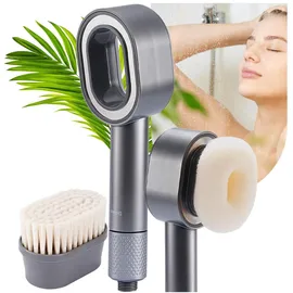ideoon Ideoon, Duschbrause, 3-in-1 Duschkopf mit Bürste, Schwamm und Wasserspar Funktion - 2 x Premium-Wasserfilter - Wellness Brause für Ihr Spa-Erlebnis