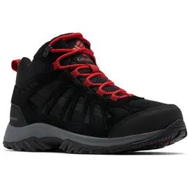 Columbia Redmond III Mid WP wasserdichte Wanderstiefel für Herren, Schwarz (Black x Mountain Red), 43 EU