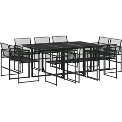 vidaXL 11-tlg. Garten-Essgruppe Schwarz Poly Rattan