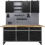 Ondis24 Werkstattschrank Edelstahl 160 cm grau/schwarz