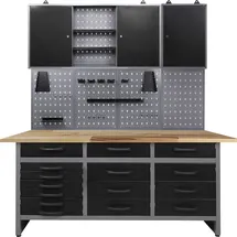 Ondis24 Werkstattschrank Edelstahl 160 cm grau/schwarz