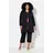 Ulla Popken Damen große Größen Übergrößen Plus Size Jerseyjacke, Punkte V-Ausschnitt, Knopfverschluss, schwarz 54+ 812146100-54+ - 54-56