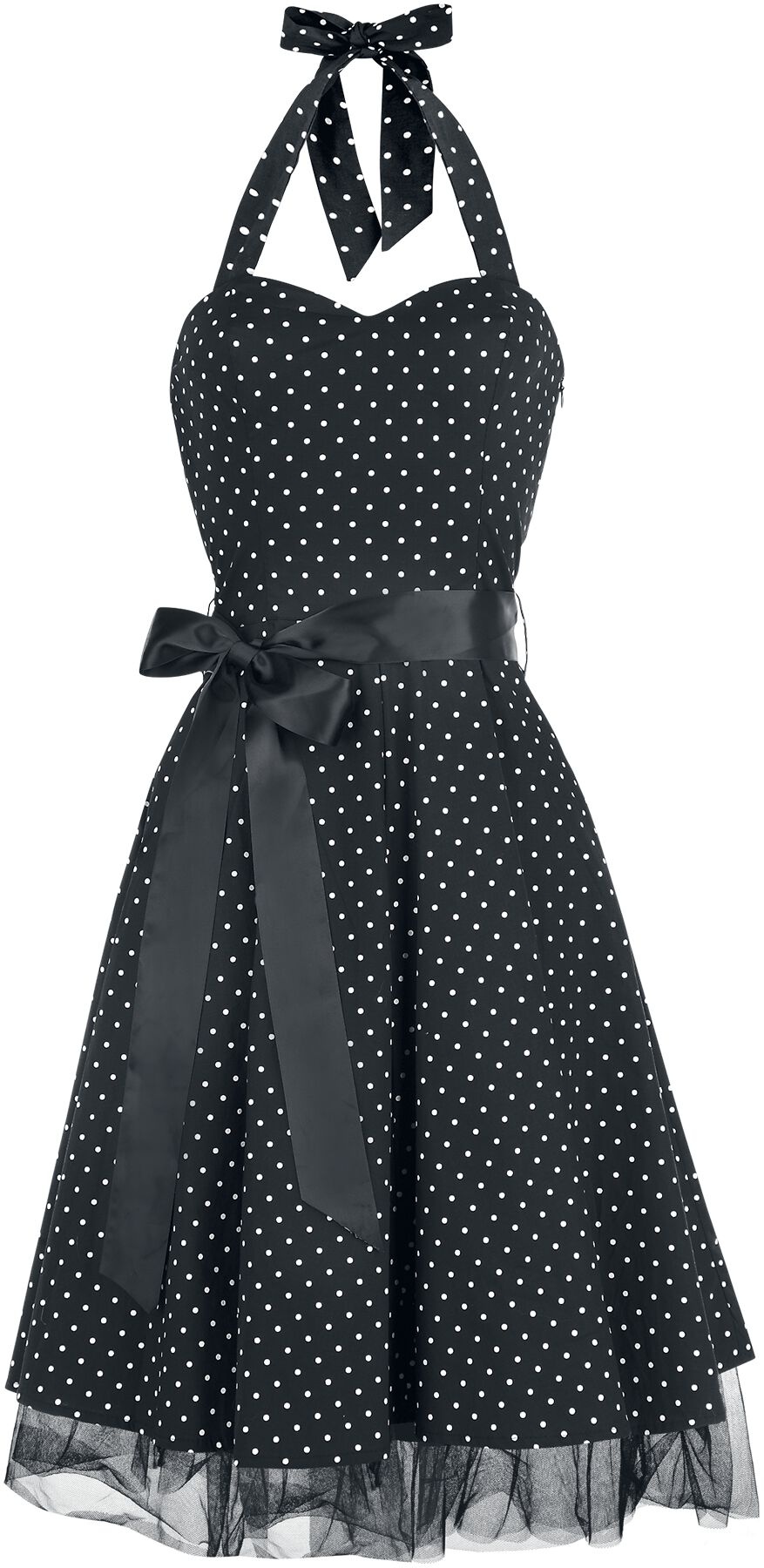 H&R London - Rockabilly Kleid knielang - Small Dot Dress - S bis 5XL - für Damen - Größe 4XL - schwarz - 4XL