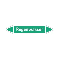 Aufkleber I RKZ-Etikett Regenwasser, grün/weiß, für Ø 15-25mm, 96x17mm, 8/Bogen