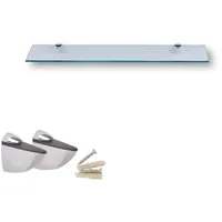 Euro Tische Wandregal aus Glas, 50 cm, Glasregal für Badezimmer, Duschregal aus Klarglas mit 6 mm ESG-Sicherheitsglas und Metallhalterungen (klar)