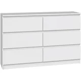 Selsey Kommode mit sechs Schubladen Weiß, 120 cm - Sideboards, Kommoden