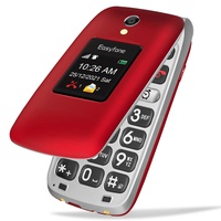 Easyfone Prime-A1 Pro GSM Seniorenhandy Klapphandy ohne Vertrag, Großtasten Mobiltelefon Einfach und Tasten Notruffunktion | Hörgeräte kompatibel | Taschenlampe und Ladestation (2G, Rot)