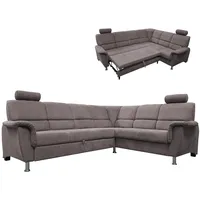 Ecksofa - grau - mit Kopfstützen - mit Funktionen - 2-Sitzer rechts Sofa