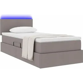 vidaXL Bett mit Stauraum und LED mit Kopfteil Taupe 90 x 190 cm Stoff