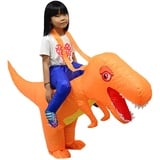 LOLANTA Kinder Dinosaurier Aufblasbares Kostüm Halloween Kostümparty T-Rex Kostüme, Orange, 6-12 Jahre