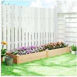 Outsunny Hochbeet Pflanzbeet mit Trennwand Offenem Boden beige