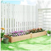 Outsunny Hochbeet Pflanzbeet mit Trennwand Offenem Boden beige