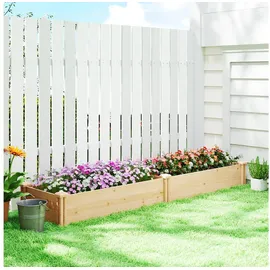 Outsunny Hochbeet Pflanzbeet mit Trennwand Offenem Boden beige