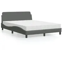 VidaXL Bett mit Matratze "Dover" Dunkelgrau 140x200 cm Stoff