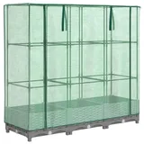 vidaXL Hochbeet mit Gewächshaus-Aufsatz Rattan-Optik Hellgrau 120 x 123 x 40 cm