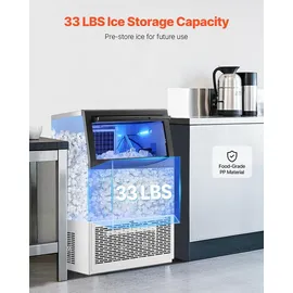 Vevor kommerzielle Eismaschine (40,82 kg/Tag) Eisbereiter mit 14,97 kg Speicherkapazität, 50 Eiswürfel in 15 Minuten, LED-Digitalanzeige, freistehend, selbstreinigend, für Bar Büro Restaurant