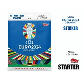 Topps EURO 2024 Starter Pack mit 24 Aufklebern und Album