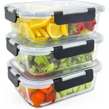 eaze life Glas Frischhaltedosen 1040ml Vorratsbehälter für Essen 3er Set"