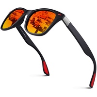 LINVO Polarisierte Sonnenbrille Herren Damen, Retro Dunkle 100% UV Schutz für Autofahren Angeln Laufen - M