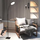 LMaxhome Stehlampe Wohnzimmer Dimmbar Standleuchte mit fernberdienung und Timer, 140cm, mit fernberdienung, LED fest integriert, 3000K/4500K/6500K, 10 Helligkeiten, Modern Leselampe mit Memory Funktion für Büro, Schlafzimmer